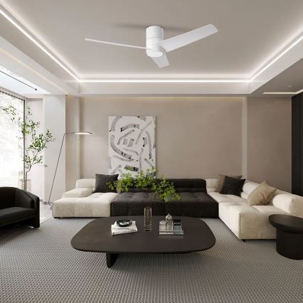 ZEVENTI - Ventoinha de teto LED com regulação BARROSA LED/18W/230V 3000-6000K Wi-Fi Tuya branco + comando