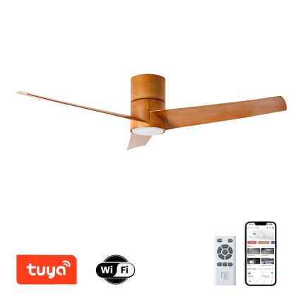 ZEVENTI - Ventoinha de teto LED com regulação BARROSA LED/18W/230V 3000-6000K Wi-Fi Tuya castanho + comando