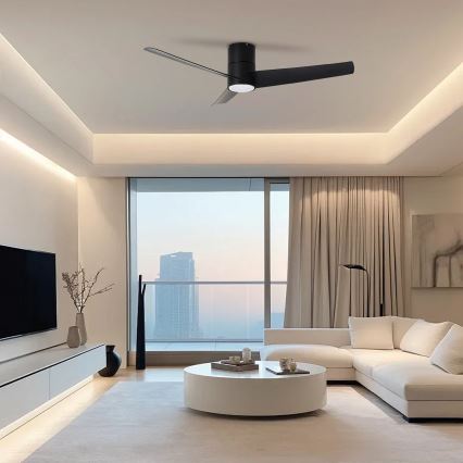 ZEVENTI - Ventoinha de teto LED com regulação BARROSA LED/18W/230V 3000-6000K Wi-Fi Tuya preto + comando