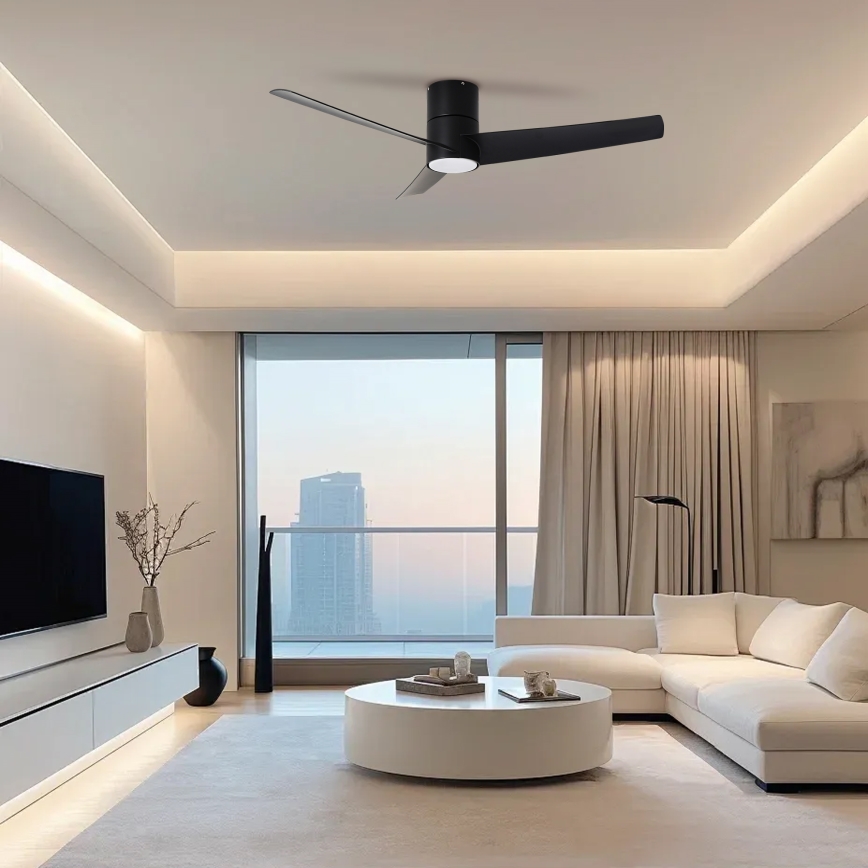 ZEVENTI - Ventoinha de teto LED com regulação BARROSA LED/18W/230V 3000-6000K Wi-Fi Tuya preto + comando