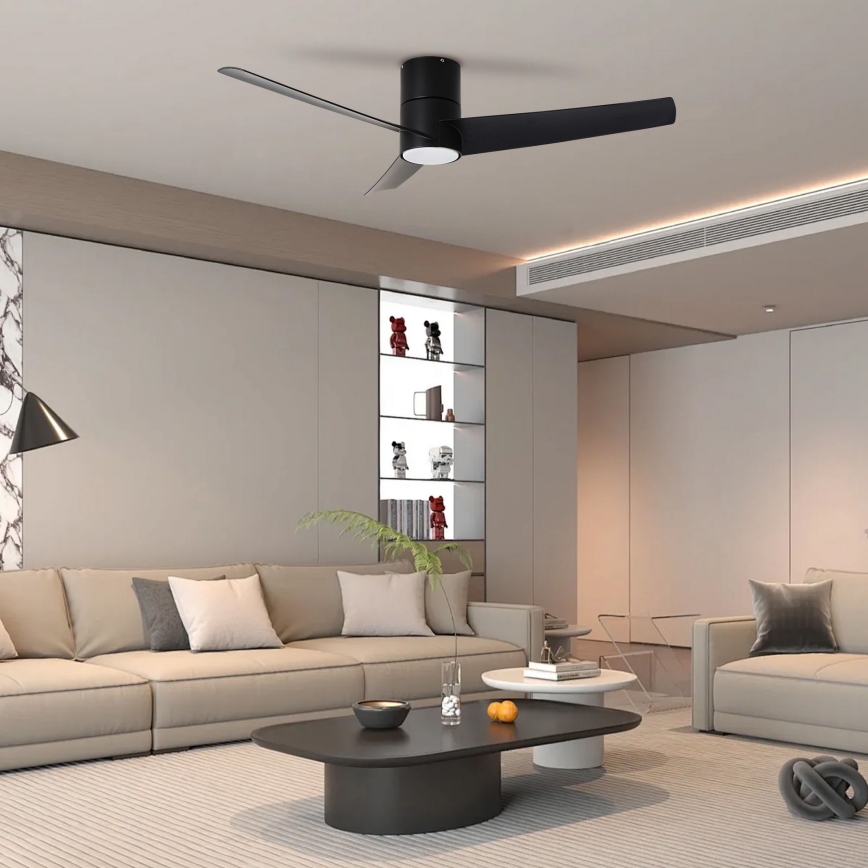 ZEVENTI - Ventoinha de teto LED com regulação BARROSA LED/18W/230V 3000-6000K Wi-Fi Tuya preto + comando