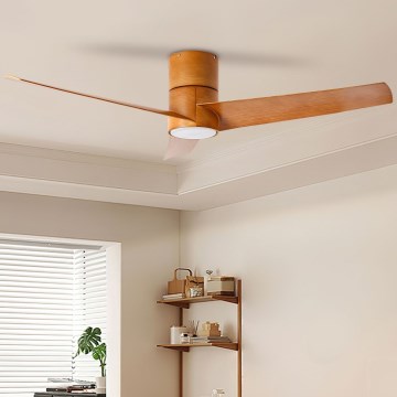 ZEVENTI - Ventoinha de teto LED com regulação BARROSA LED/18W/230V 3000-6000K Wi-Fi Tuya castanho + comando