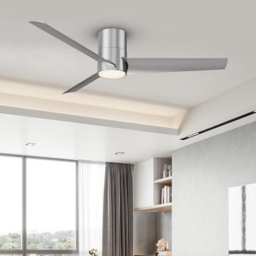 ZEVENTI - Ventoinha de teto LED com regulação BARROSA LED/18W/230V 3000-6000K Wi-Fi Tuya cromado mate + comando