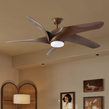 ZEVENTI - Ventoinha de teto LED com regulação LUCCA LED/18W/230V 3000-6000K Wi-Fi Tuya castanho + comando