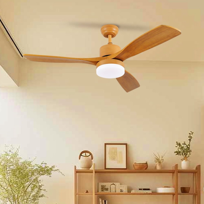 ZEVENTI - Ventoinha de teto LED com regulação MARE LED/24W/230V 3000-6000K Wi-Fi Tuya carvalho + comando