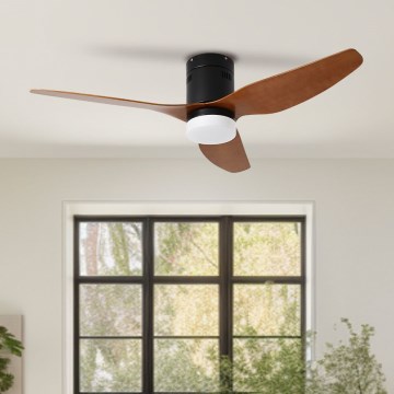 ZEVENTI - Ventoinha de teto LED com regulação PADUA LED/18W/230V 3000-6000K Wi-Fi Tuya preto/castanho + comando