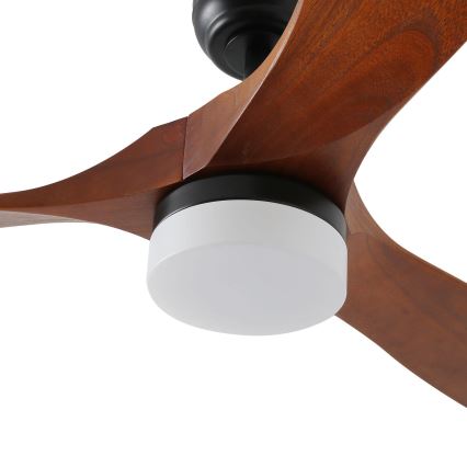 ZEVENTI - Ventoinha de teto LED com regulação GINOSA LED/18W/230V 3000-6000K Wi-Fi Tuya preto/carvalho + comando