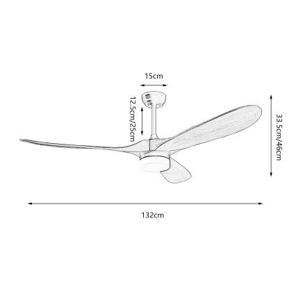 ZEVENTI - Ventoinha de teto LED com regulação GINOSA LED/18W/230V 3000-6000K Wi-Fi Tuya preto/carvalho + comando