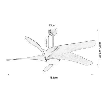 ZEVENTI - Ventoinha de teto LED com regulação LUCCA LED/18W/230V 3000-6000K Wi-Fi Tuya castanho + comando