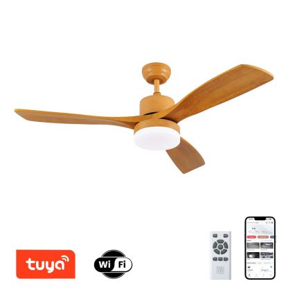 ZEVENTI - Ventoinha de teto LED com regulação MARE LED/24W/230V 3000-6000K Wi-Fi Tuya carvalho + comando
