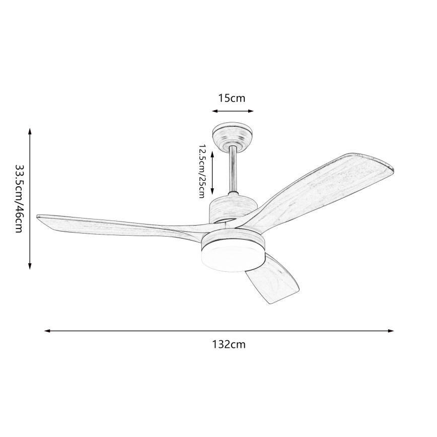 ZEVENTI - Ventoinha de teto LED com regulação MARE LED/24W/230V 3000-6000K Wi-Fi Tuya carvalho + comando