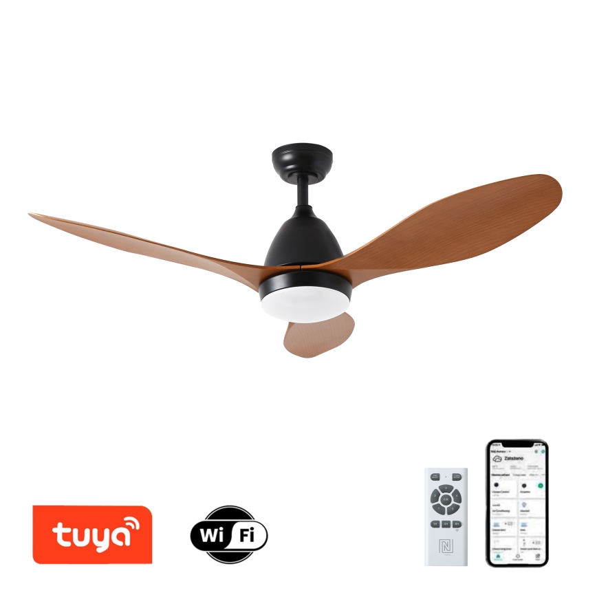 ZEVENTI - Ventoinha de teto LED com regulação MURO LED/18W/230V 3000-6000K Wi-Fi Tuya preto + comando