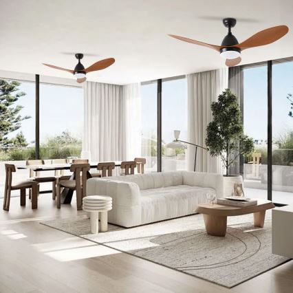 ZEVENTI - Ventoinha de teto LED com regulação MURO LED/18W/230V 3000-6000K Wi-Fi Tuya preto + comando