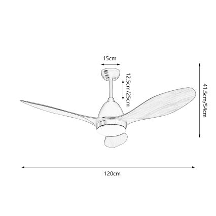 ZEVENTI - Ventoinha de teto LED com regulação MURO LED/18W/230V 3000-6000K Wi-Fi Tuya preto + comando