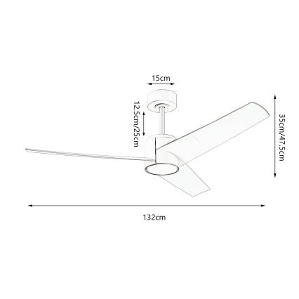 ZEVENTI - Ventoinha de teto LED com regulação ORVIETO LED/18W/230V 3000-6000K Wi-Fi Tuya branco + comando