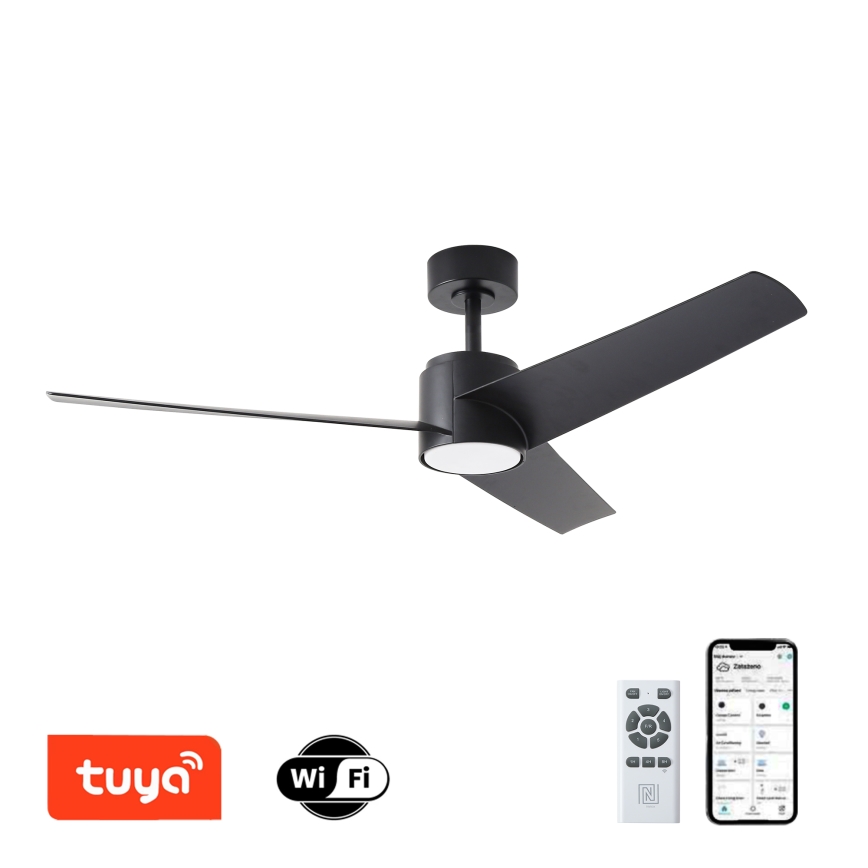 ZEVENTI - Ventoinha de teto LED com regulação ORVIETO LED/18W/230V 3000-6000K Wi-Fi Tuya preto + comando