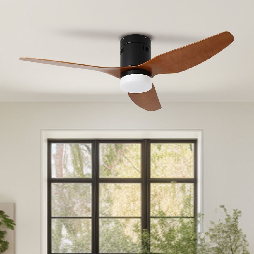 ZEVENTI - Ventoinha de teto LED PADUA LED/18W/230V 3000-6000K Wi-Fi Tuya preto/castanho + comando
