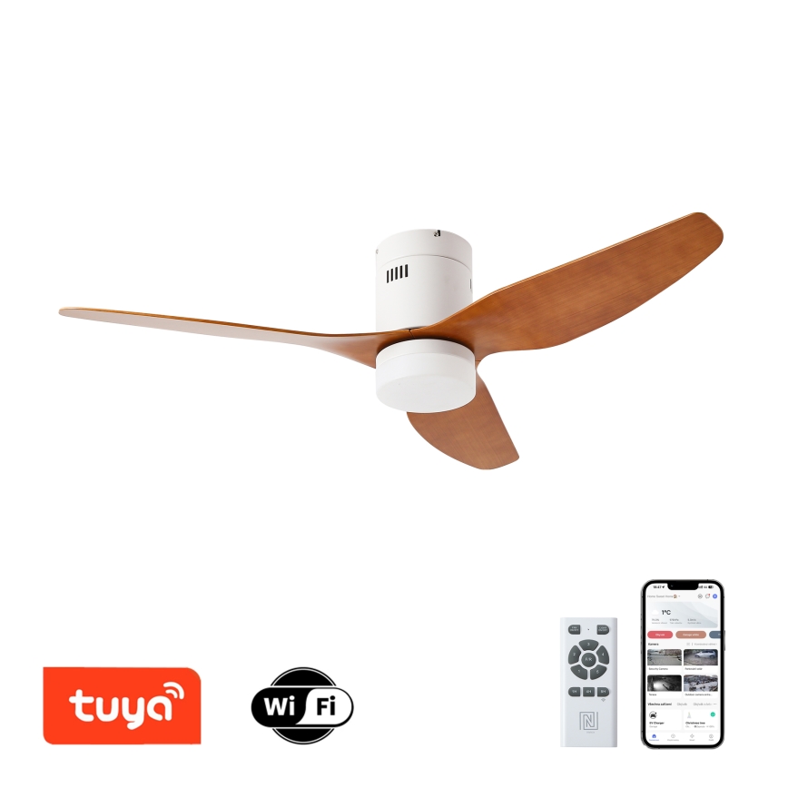 ZEVENTI - Ventoinha de teto LED com regulação PADUA LED/18W/230V 3000-6000K Wi-Fi Tuya branco/castanho + comando