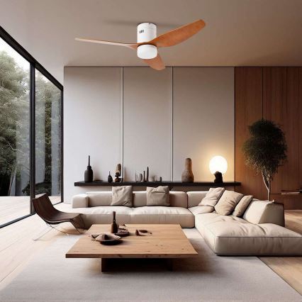 ZEVENTI - Ventoinha de teto LED com regulação PADUA LED/18W/230V 3000-6000K Wi-Fi Tuya branco/castanho + comando