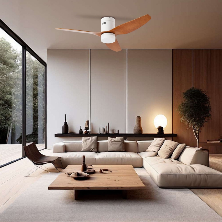 ZEVENTI - Ventoinha de teto LED com regulação PADUA LED/18W/230V 3000-6000K Wi-Fi Tuya branco/castanho + comando