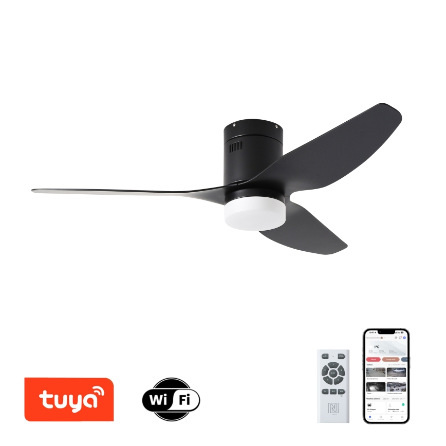ZEVENTI - Ventoinha de teto LED com regulação PADUA LED/18W/230V 3000-6000K Wi-Fi Tuya preto + comando