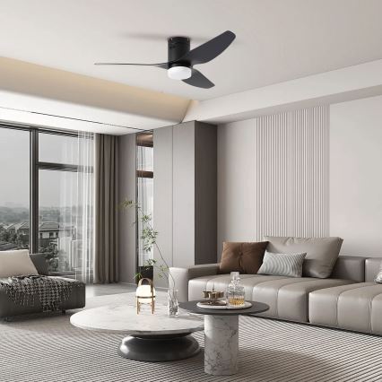ZEVENTI - Ventoinha de teto LED com regulação PADUA LED/18W/230V 3000-6000K Wi-Fi Tuya preto + comando