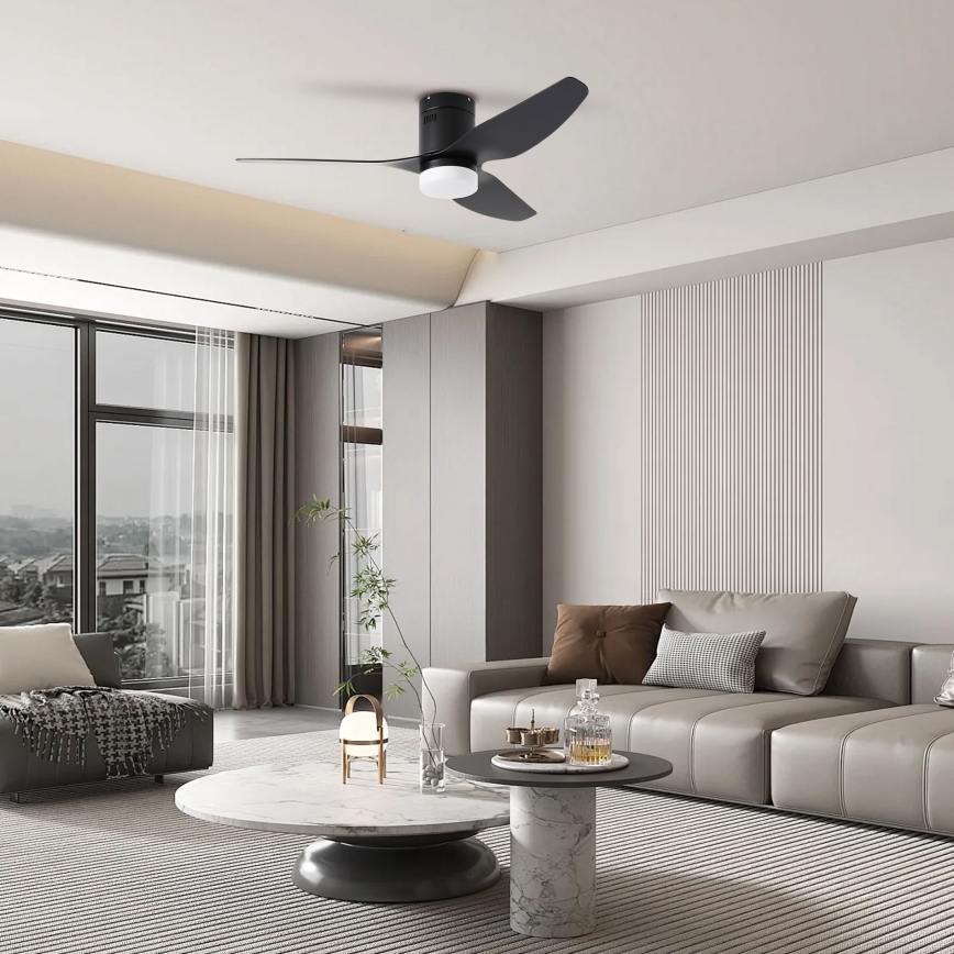 ZEVENTI - Ventoinha de teto LED com regulação PADUA LED/18W/230V 3000-6000K Wi-Fi Tuya preto + comando