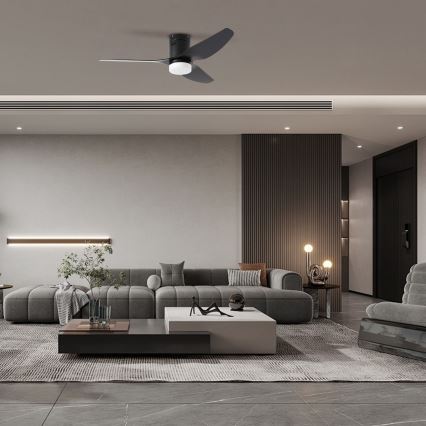 ZEVENTI - Ventoinha de teto LED com regulação PADUA LED/18W/230V 3000-6000K Wi-Fi Tuya preto + comando