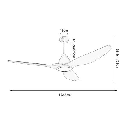 ZEVENTI - Ventoinha de teto LED com regulação URBINO LED/20W/230V 3000-6000K Wi-Fi Tuya branco + comando
