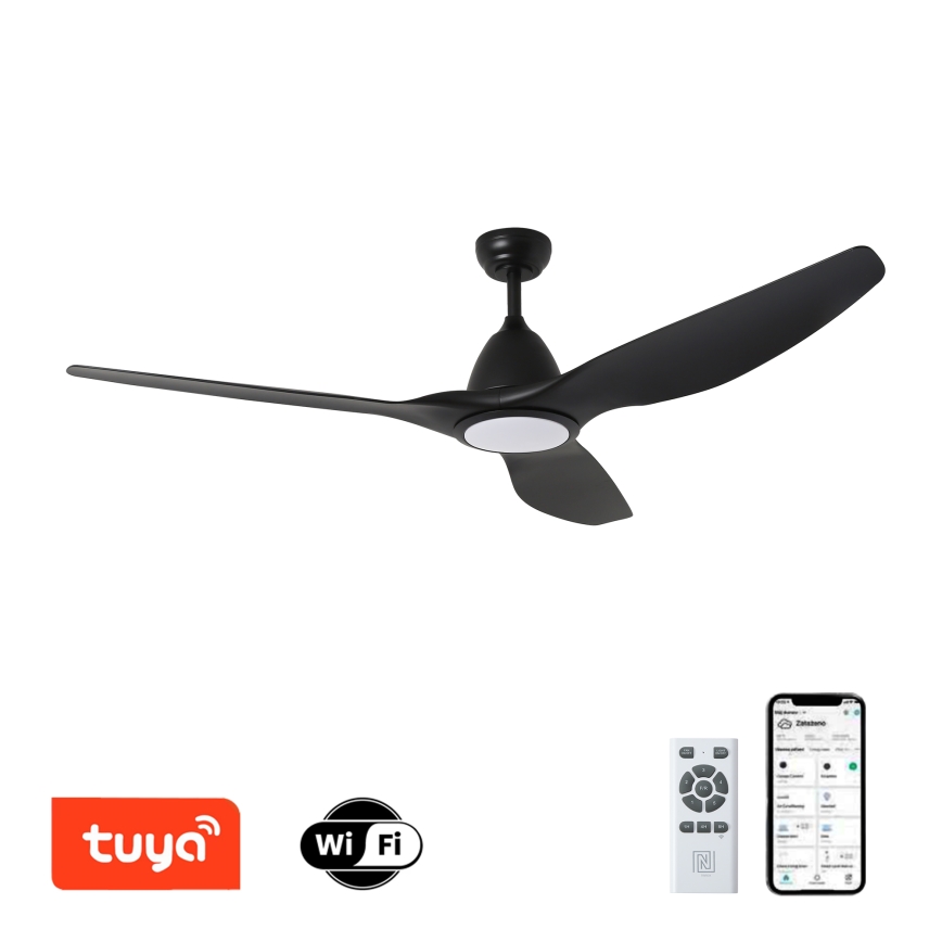 ZEVENTI - Ventoinha de teto LED com regulação URBINO LED/20W/230V 3000-6000K Wi-Fi Tuya preto + comando
