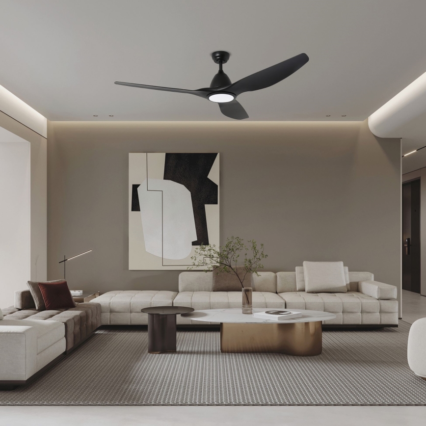 ZEVENTI - Ventoinha de teto LED com regulação URBINO LED/20W/230V 3000-6000K Wi-Fi Tuya preto + comando