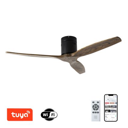 ZEVENTI - Ventoinha de teto SPELLO Wi-Fi Tuya preto/carvalho + comando