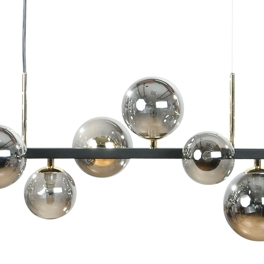 Zuma Line - Lustre suspenso por cabo 10xG9/8W/230V preto/preto fumê