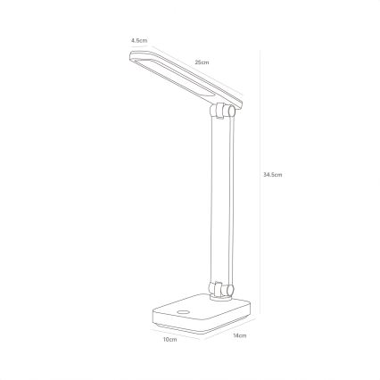 Zuma Line - Candeeiro de mesa LED/8W/1200 mAh 3000/4500/6000K CRI 90 preto