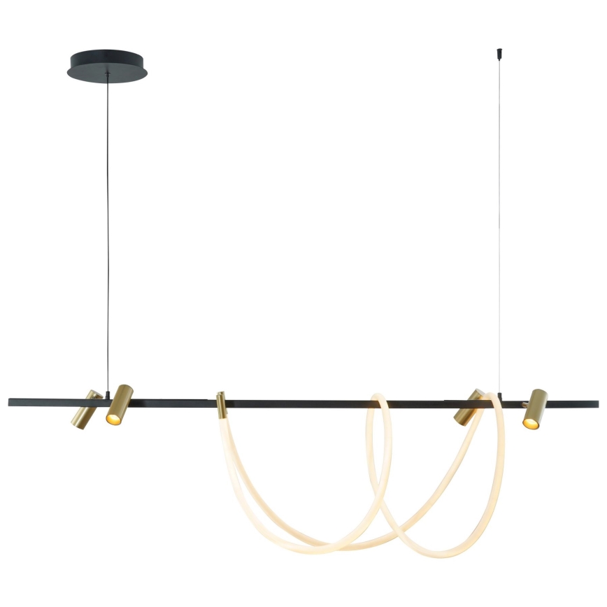Zuma Line - Candeeiro suspenso LED com regulação LED/60W + LED/7,5W/230V 2700-6000K preto/dourado + comando