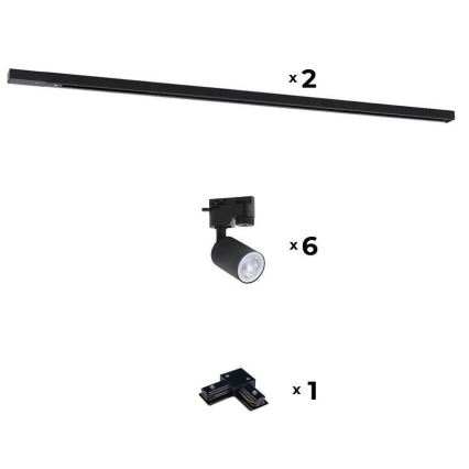 Zuma Line - Foco para sistema de carril 6xGU10/10W/230V preto + acessórios para carril