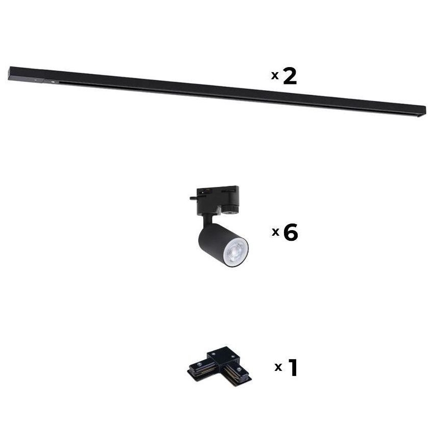 Zuma Line - Foco para sistema de carril 6xGU10/10W/230V preto + acessórios para carril