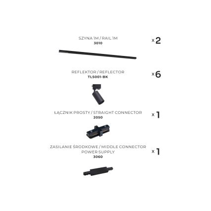 Zuma Line - Foco em sistema de carril 6xGU10/35W/230V preto