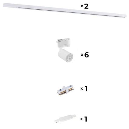 Zuma Line - Foco para sistema de carril 6xGU10/10W/230V branco + acessórios para carril
