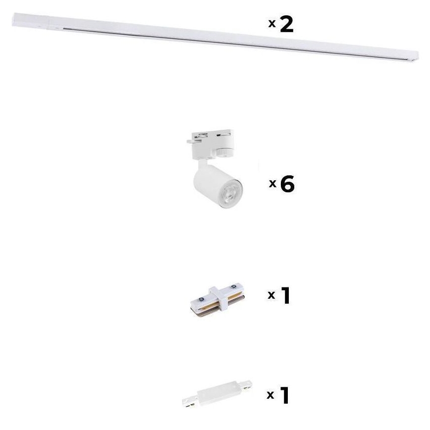 Zuma Line - Foco para sistema de carril 6xGU10/10W/230V branco + acessórios para carril