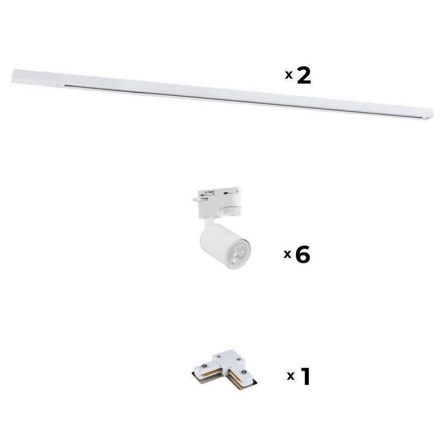 Zuma Line - Foco para sistema de carril 6xGU10/10W/230V branco + acessórios para carril