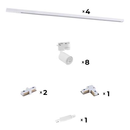 Zuma Line - Foco para sistema de carril 8xGU10/10W/230V branco + acessórios para carril