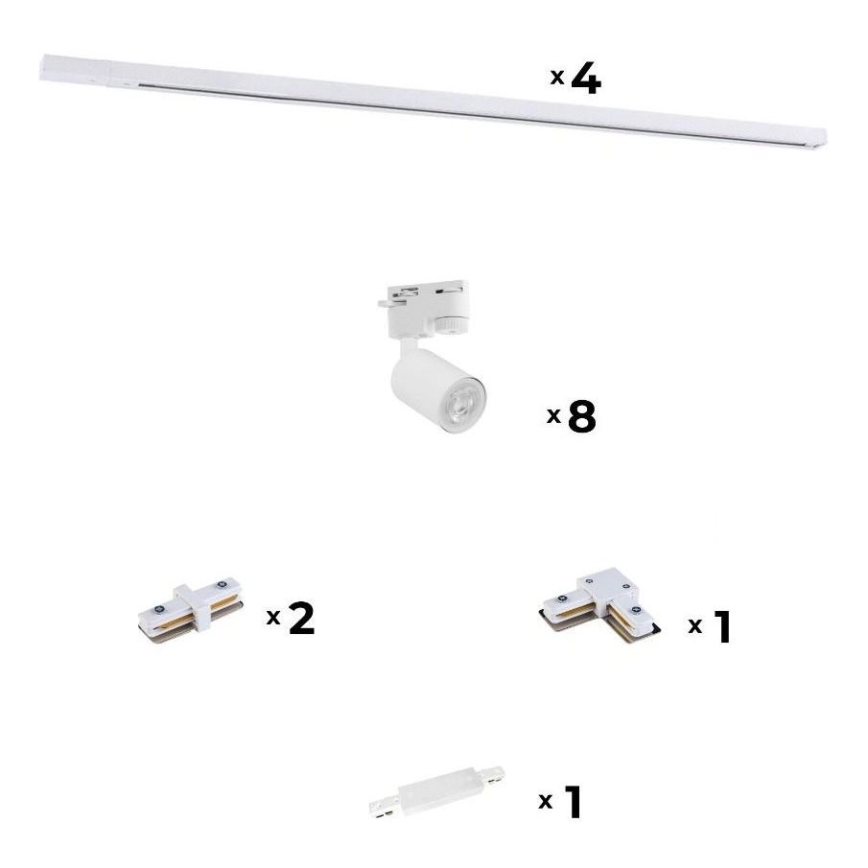 Zuma Line - Foco para sistema de carril 8xGU10/10W/230V branco + acessórios para carril