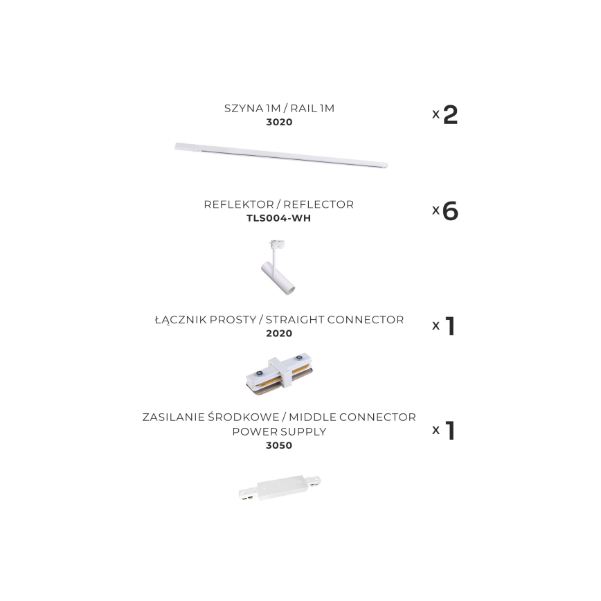 Zuma Line - Foco em sistema de carril 6xGU10/35W/230V branco
