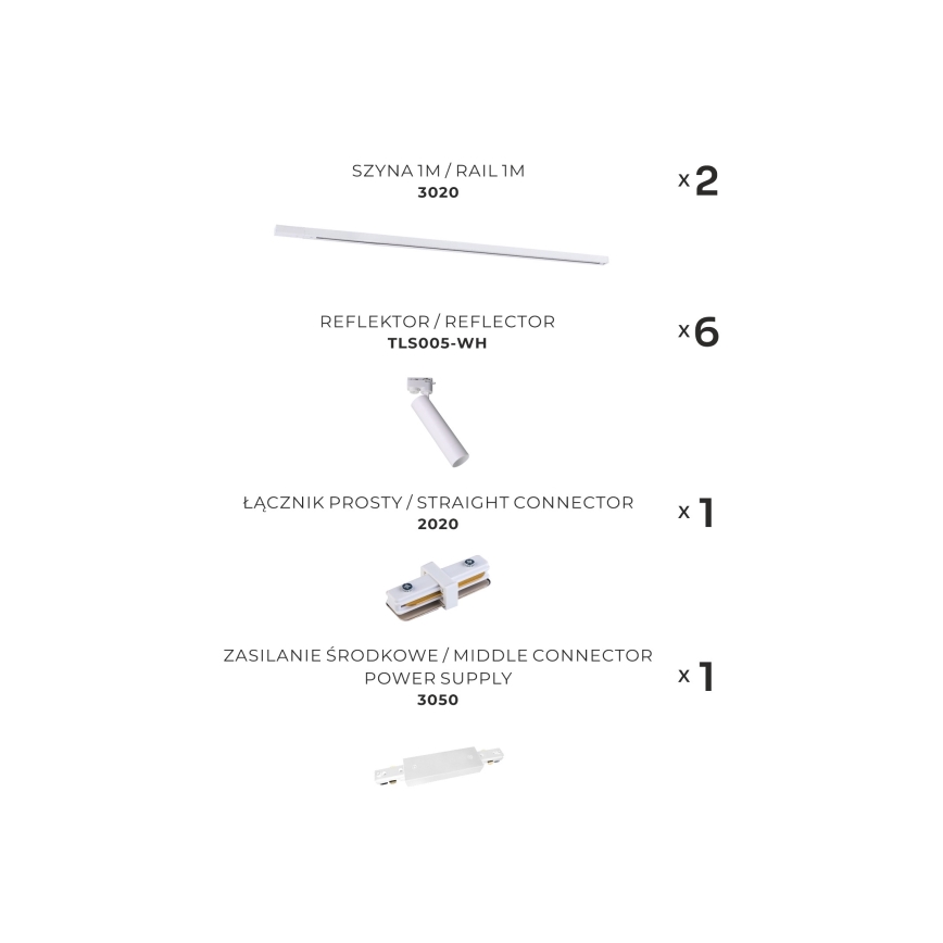 Zuma Line - Foco em sistema de carril 6xGU10/35W/230V branco