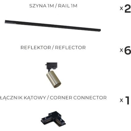 Zuma Line - Luminária de focos para trilho 6xGU10/35W/230V preto/dourado