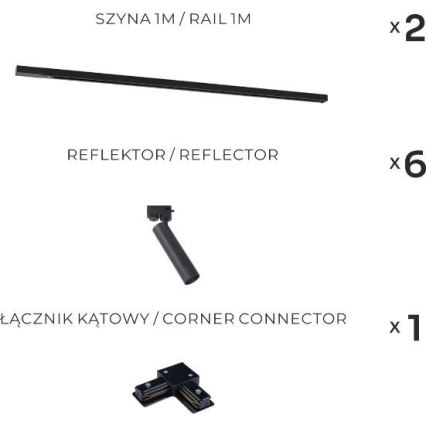 Zuma Line - Luminária para trilho 6xGU10/35W/230V, preta