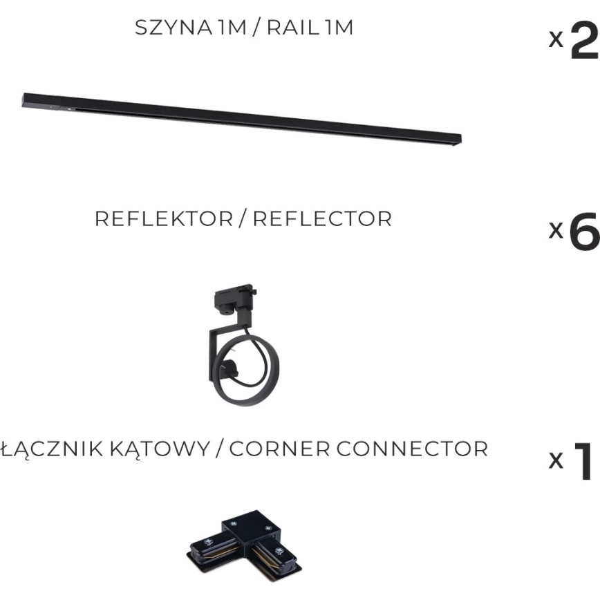 Zuma Line - Candeeiro de focos para calha 6xGU10/15W/230V preto