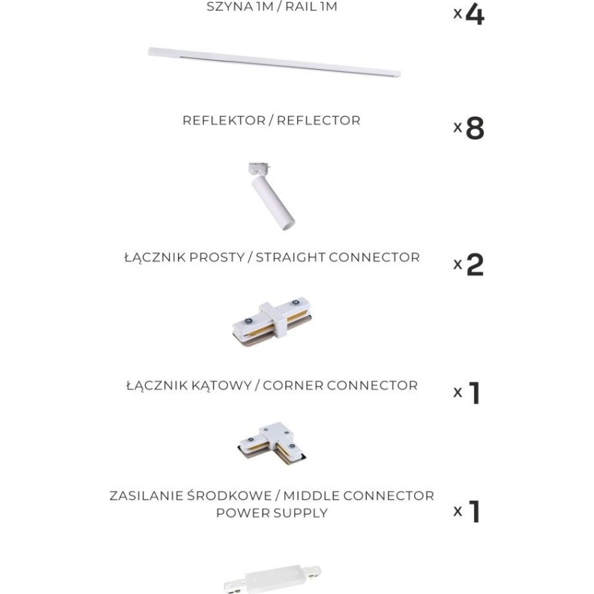 Zuma Line - Candeeiro de focos para sistema de trilho 8xGU10/35W/230V branco