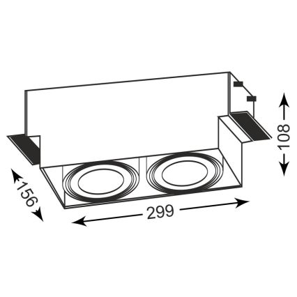 Zuma Line - Iluminação embutida 2xGU10-AR111/15W/230V branca